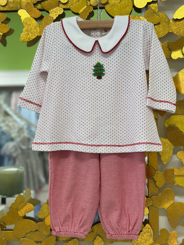 Boys Christmas Tree LS Knit Shirt & Bloomer Pant Set