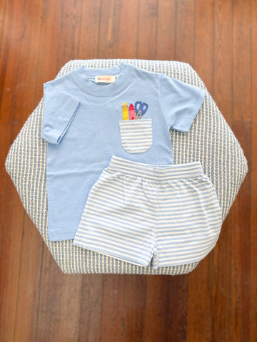 School Supplies Pocket Shirt & Short Set
