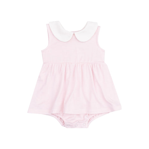 Peter Pan Collar Bubble with Skirt - Stripe Classic Pink