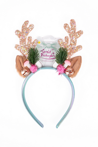 Holiday Rudolph Headband - Pink/Mint