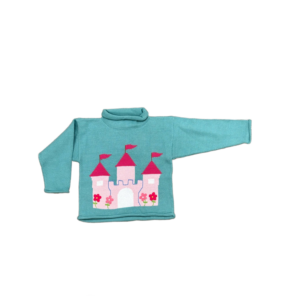 Castle with Flowers Roll Neck Sweater