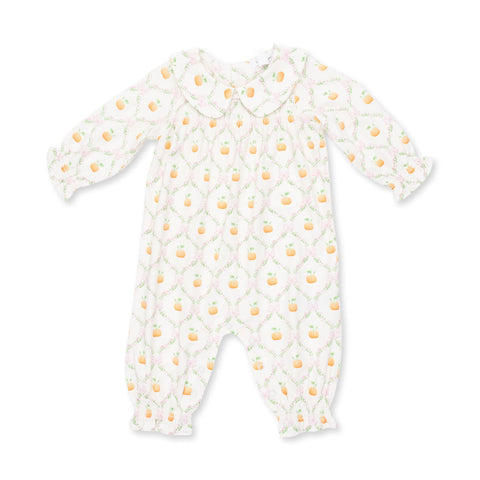 Smocked LS Romper - Pretty Pumpkin Trellis