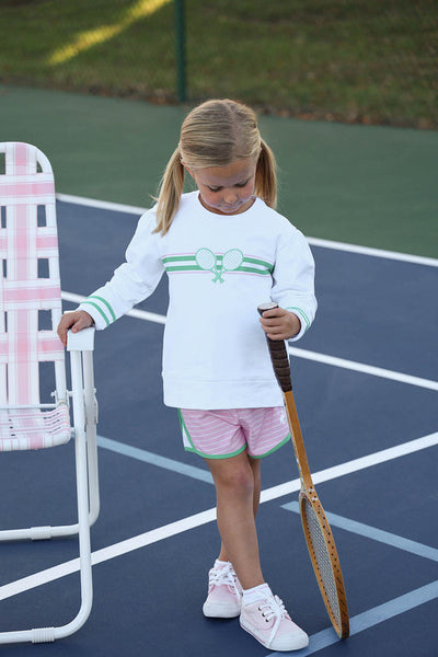 Cassidy Comfy Crewneck Puff Sleeve - Tennis Rackets