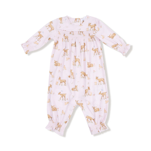 Smocked L/S Romper - Little Fawn