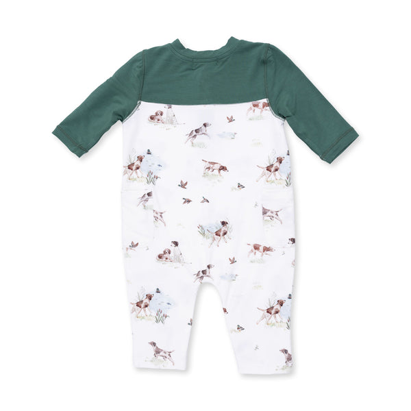 Romper with Contrast Sleeves - Pointer Pups and Duck Buddies