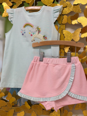Rainbow Gallops Butterfly Sleeve Top & Skort Set