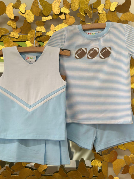 Cheer Uniform Skort Set - Light Blue/White