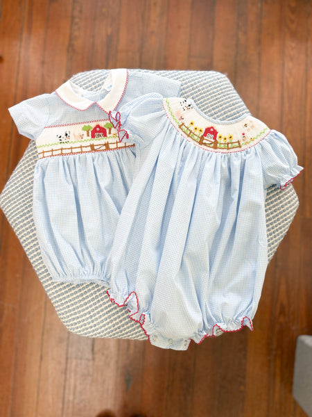 Emmie Farm Smocked Bishop Bubble