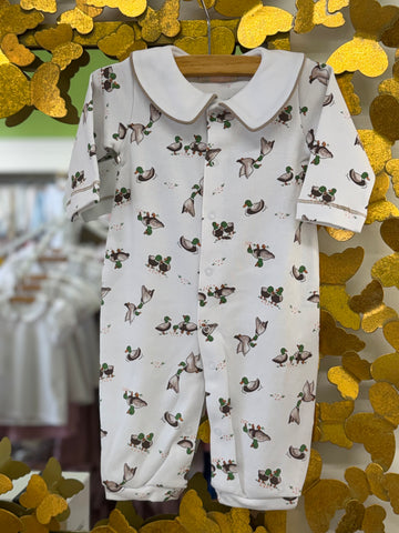 L/S Peter Pan Collar Button Down Playsuit - Mallards