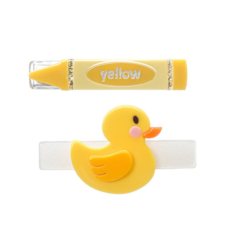 Duck Crayon Yellow Alligator Clips