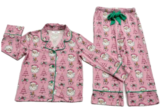 Santa Viscose Button Down Pajamas