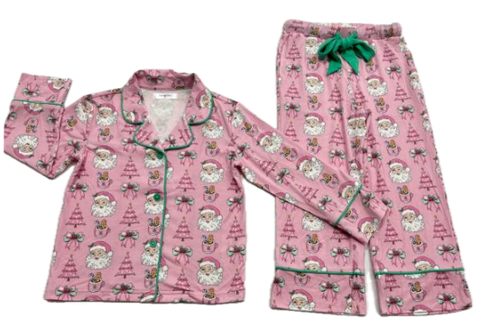 Santa Viscose Button Down Pajamas