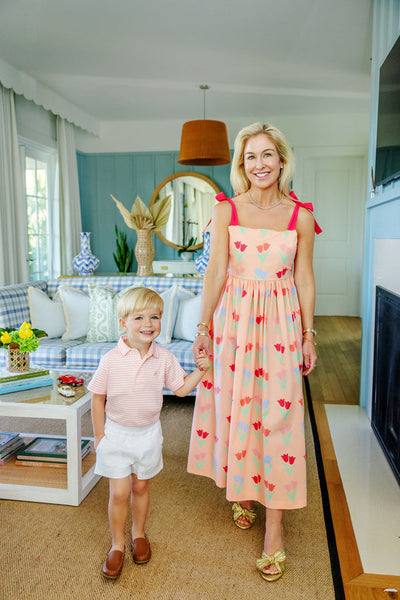 Prim and Proper Polo - Sanibel Salmon Stripe