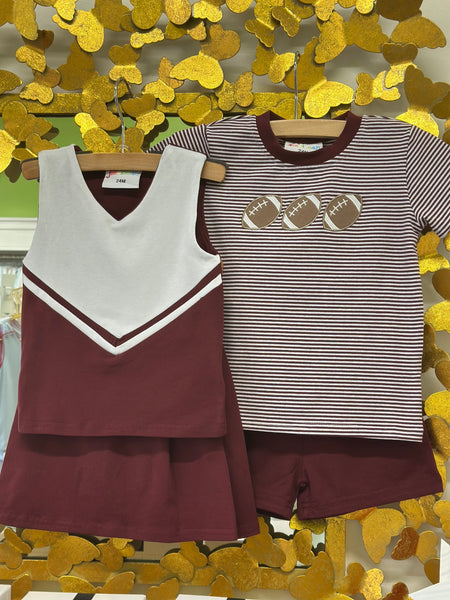 Cheer Uniform Skort Set - Maroon/White