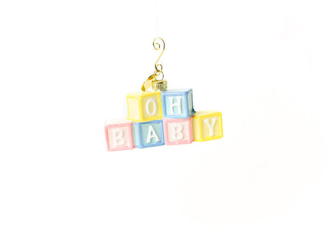Oh Baby Blocks Glass Ornament