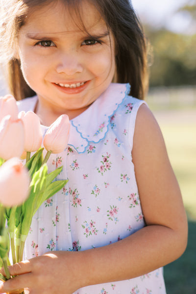 Bea Blue Floral Dotted Swiss Dress