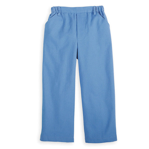 Twill Faux Zip Pant - blue