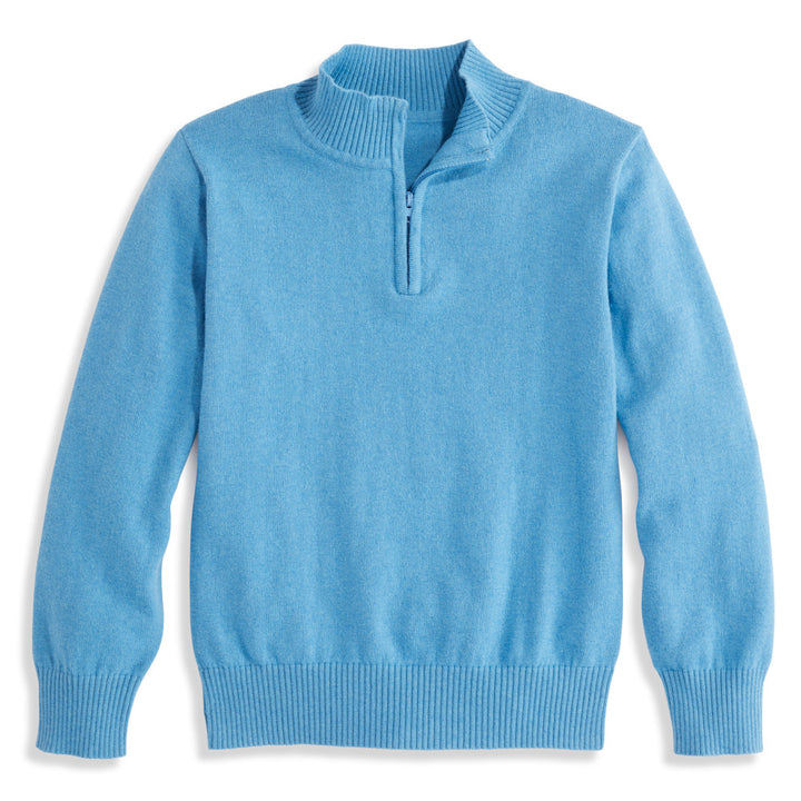 Cashmere Blend Half Zip Pullover - Blue