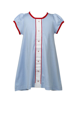Light Blue and Red Aline Dress