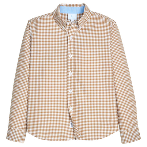 Button Down Shirt - Khaki Gingham