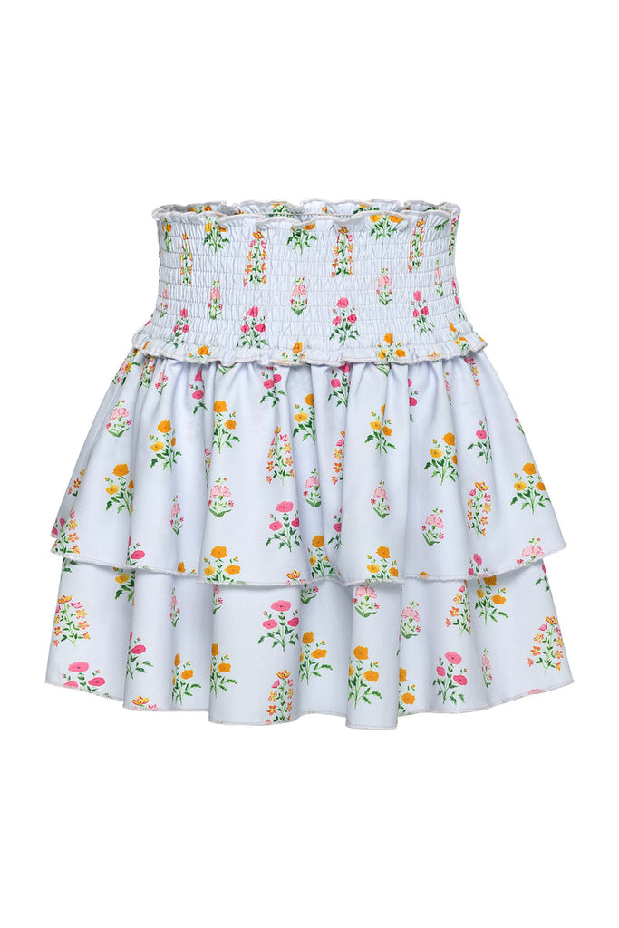 Scottie Skirt - Blue Floral Block Print