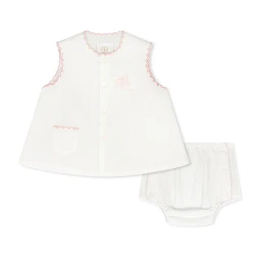 Maria Diaper Set - Blessings White with Pink Butterfly