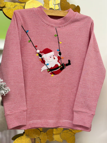 Santa on Swinging Lights Long Sleeve Tee