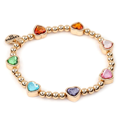 Charm it! Gold Sparkle Heart Stretch Bead Bracelet