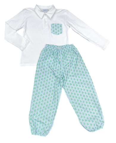 Carter Pant Set - Gingham Christmas Tree