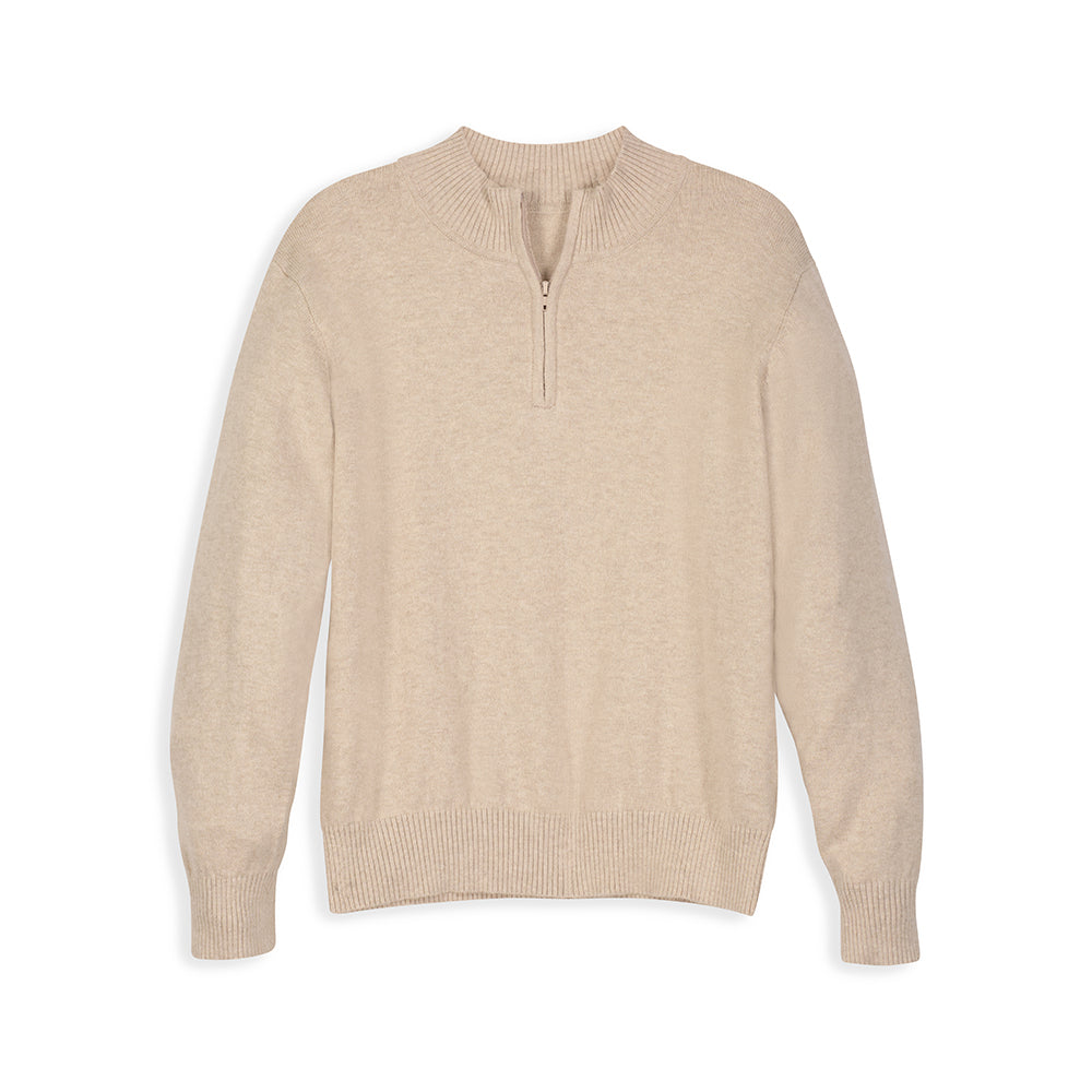 Cashmere Blend Half Zip Pullover - Vellum