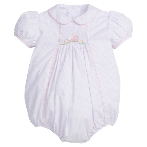 Chest Smocked Bubble - Pink Bunny