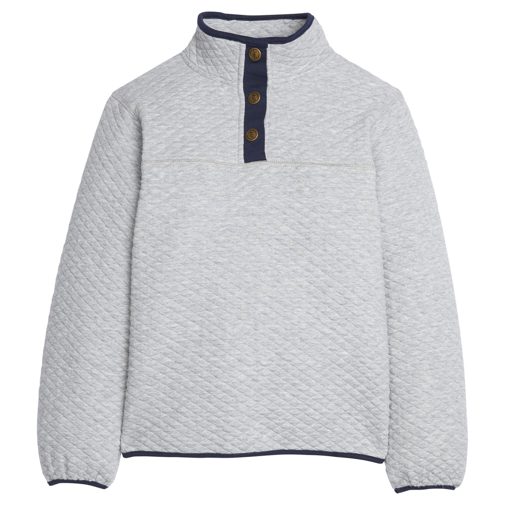 Classic Quilted Pullover - Gray with Navy