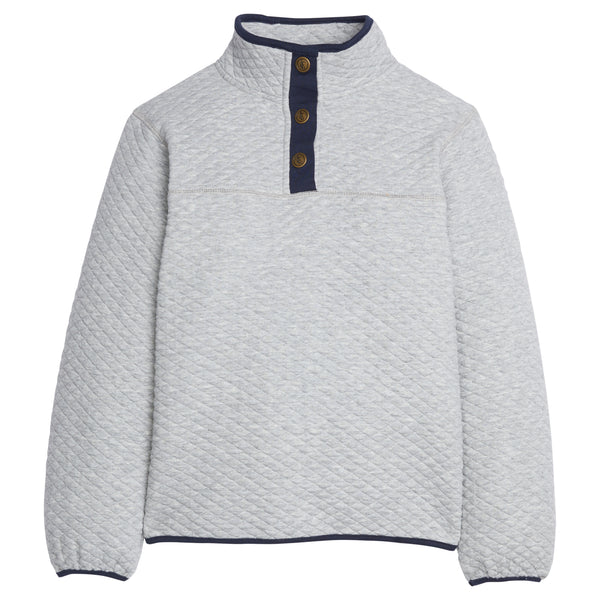 Classic Quilted Pullover - Gray with Navy