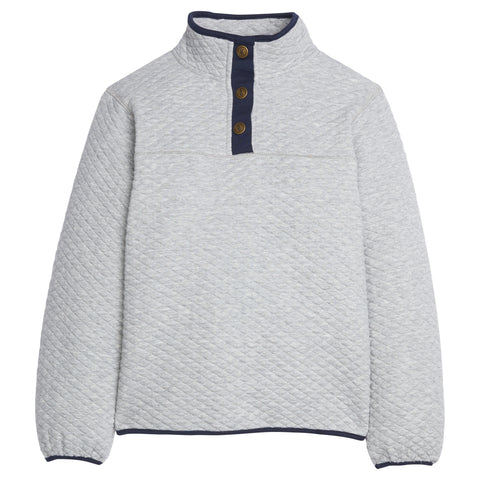Classic Quilted Pullover - Gray with Navy