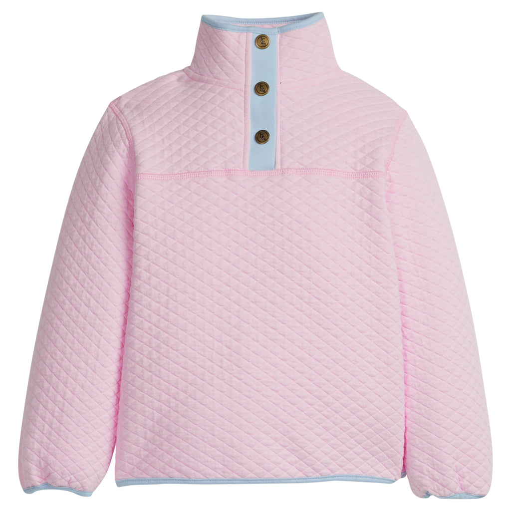 Classic Quilted Pullover - Light Pink with Light Blue