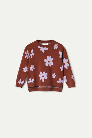 Brown Flower Print Sweater