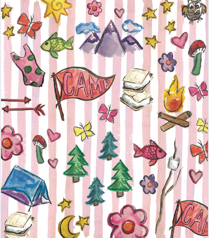 "Happy Camper" Minky Blanket, pink