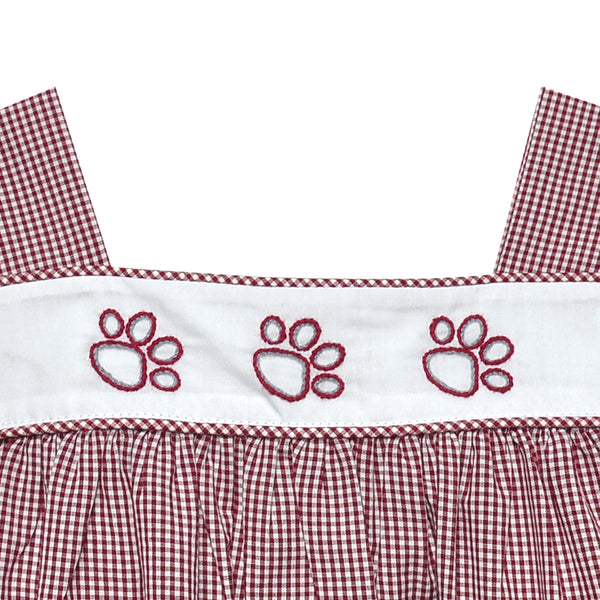 Bulldog Paw Prints Maroon/Grey Dress