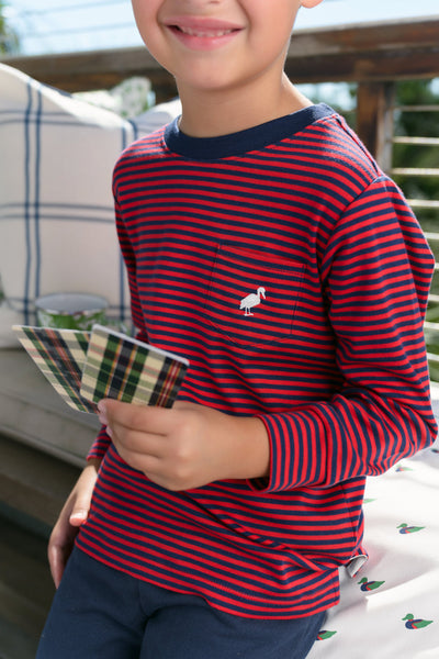 Long Sleeve Carter Crewneck - Richmond Red/Navy Stripe