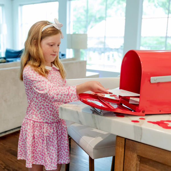 Lillian Girls Dress - Confetti Hearts Pink