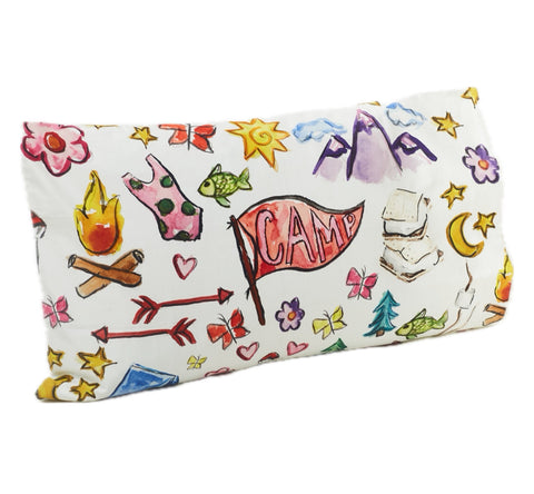 "Happy Camper" Pillowcase, pink