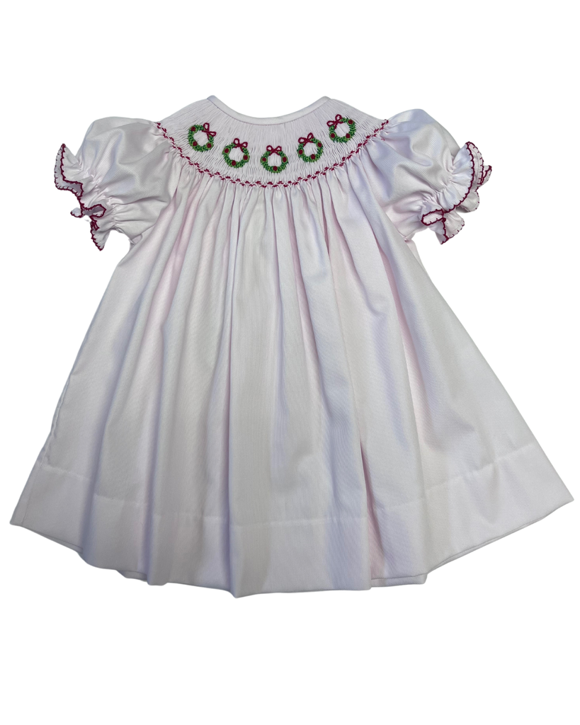 Emma Smocked Bishop Dress  - Wreath