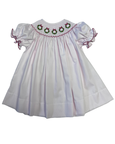 Emma Smocked Bishop Dress  - Wreath