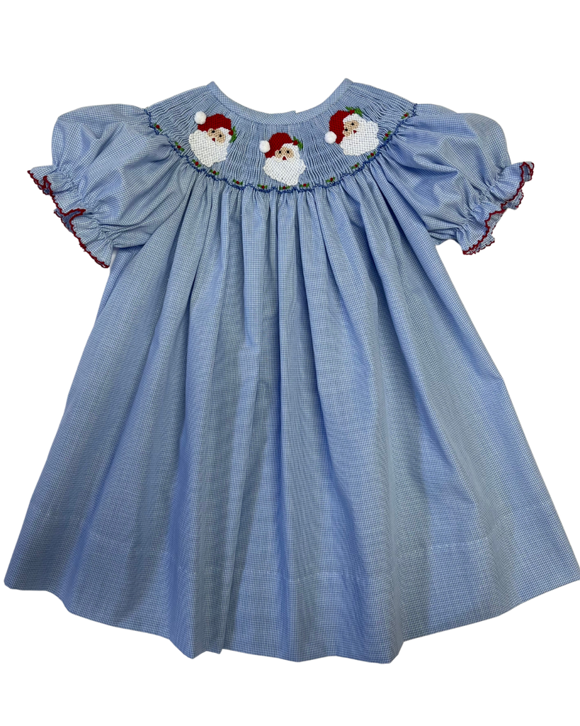 Emma Smocked Bishop Dress - Santa Claus