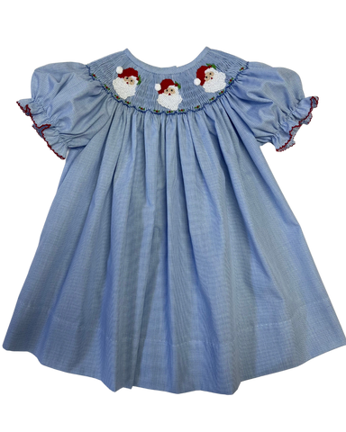 Emma Smocked Bishop Dress - Santa Claus