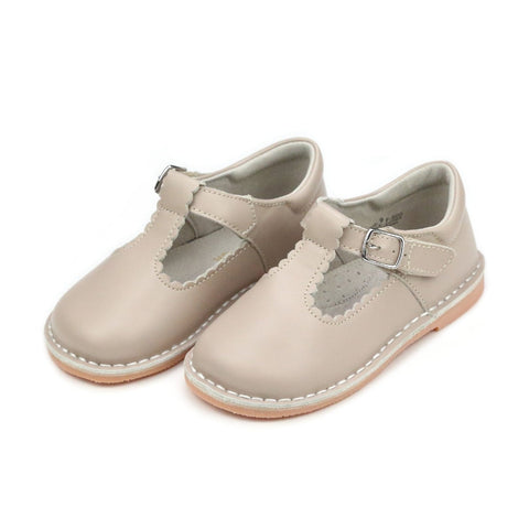 Selina Scalloped T-Strap Mary Jane, almond