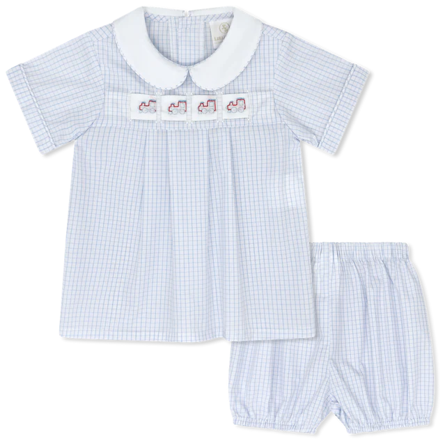 Noah Ribbon Bloomer Set - Blue Windowpane