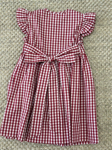 Maroon Gingham Button Front Dress