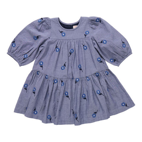 Fiona Dress - Blue Blossom Embroidery