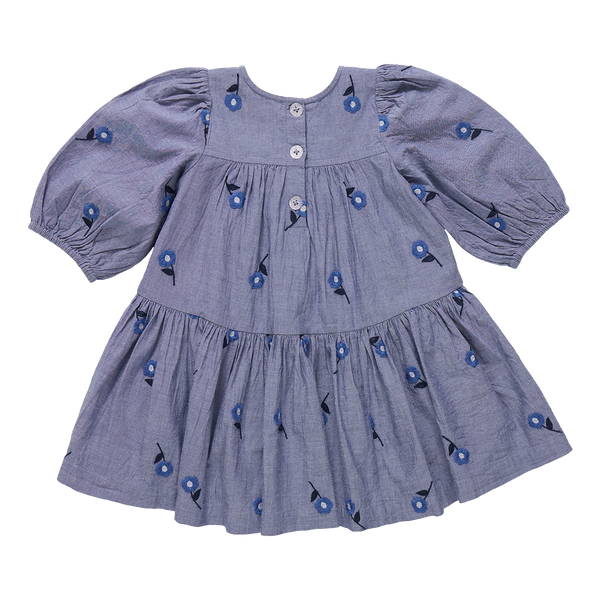 Fiona Dress - Blue Blossom Embroidery